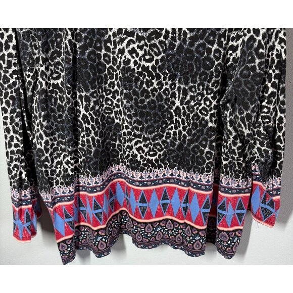 Rafaella Weekend Womens Knit Top 3X Animal Southwest Design Gold Embellishments - Picture 4 of 12